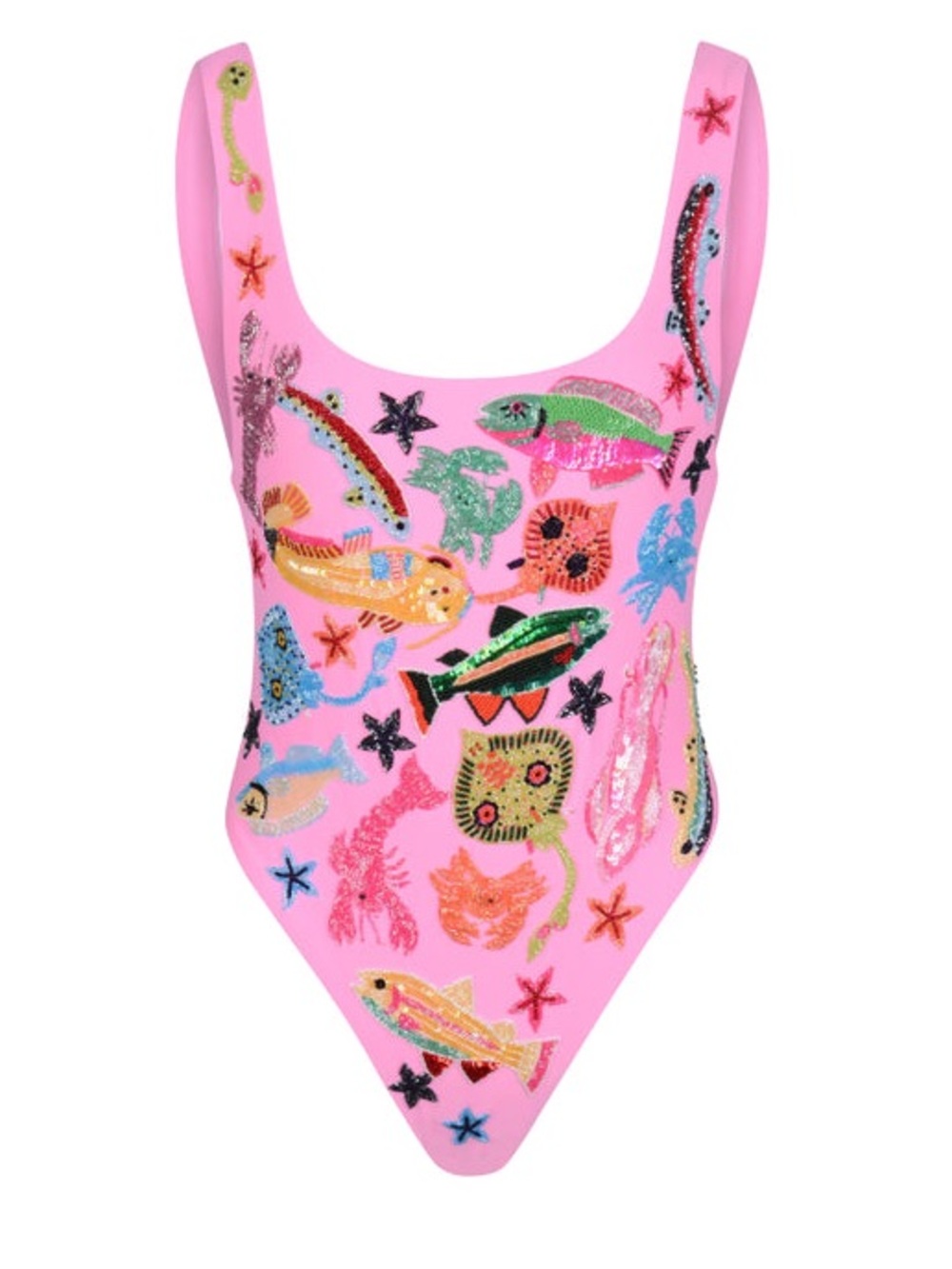 Oceanus Arizona One Piece Swimsuit Small Pink Hand  Beaded Embellishments NWT